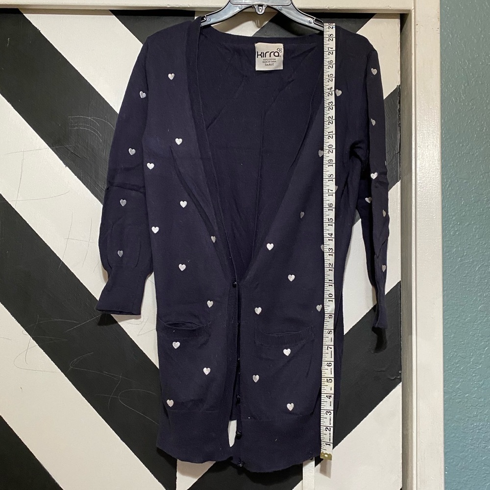 Kirra Hearts Cardigan Sweater 3/4 Sleeve Size S - Picture 7 of 9